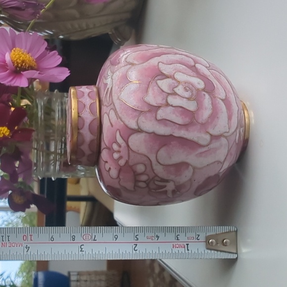 Vintage Pink Floral Cloisonné Vase/Jar - Picture 16 of 17